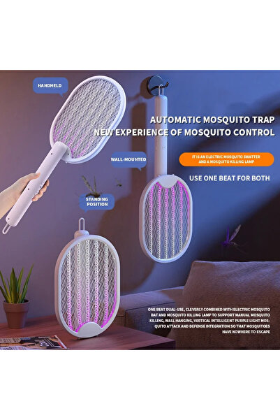 Choice قاتل البعوض الكهربائي القابل للطي باللون الأبيض، قابل لإعادة الشحن عبر...