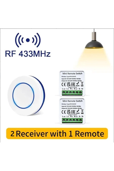 Choice3 2 Receiver 1 Remote RF 433MHz Wireless Light Switch 16A Relay Receive...