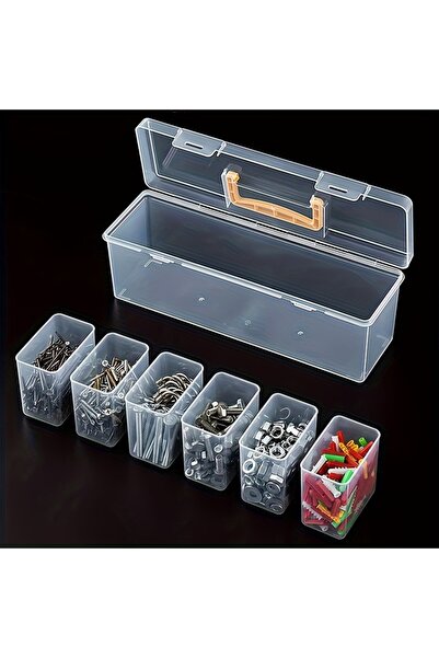 Choice صندوق تخزين قطع غيار الأدوات الأبيض، 7 قطع، منظم شفاف متعدد الأقسام لل...