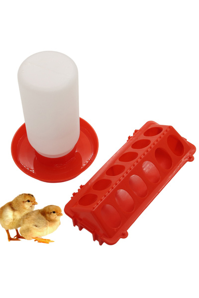 Choice معلف دجاج مع حوض طعام ومشرب ماء أوتوماتيكي سعة 1 لتر للصيصان والسمان و...