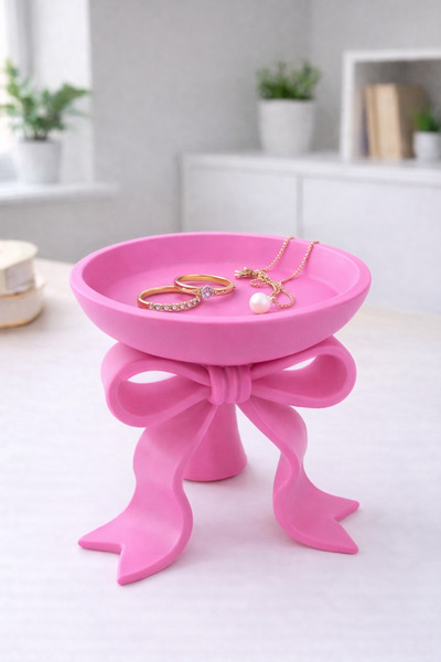 Vescarri Bowknot Detailed Jewelry Bowl – Coquette Aesthetic Ring & Earring Tray