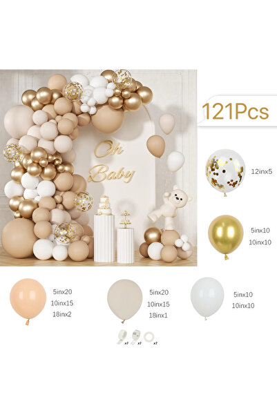 Choice أخرى BL50311-121 قطعة 121 قطعة رمل أبيض بيج معدني ذهبي شامبانيا بالو ث...