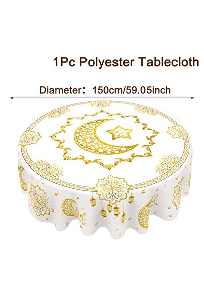Choice1 غطاء طاولة رمضاني دائري من ستايل-سي، زينة رمضانية لعام 2026 للمنزل، م...