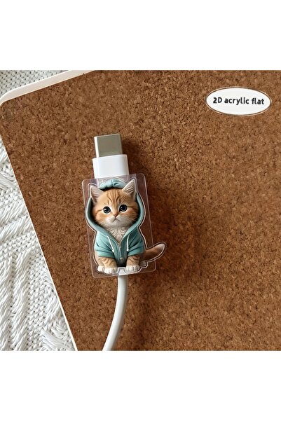 Choice 1 Piece Cartoon Cat-Shaped Data Cable Protective Cover, Suitable for T...