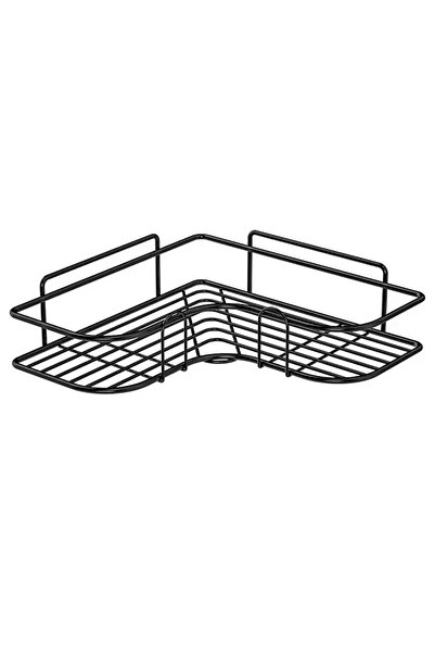 Choice رف زاوية أسود سميك قطعة واحدة للمطبخ والحمام، رف تخزين متين لصالونات ت...