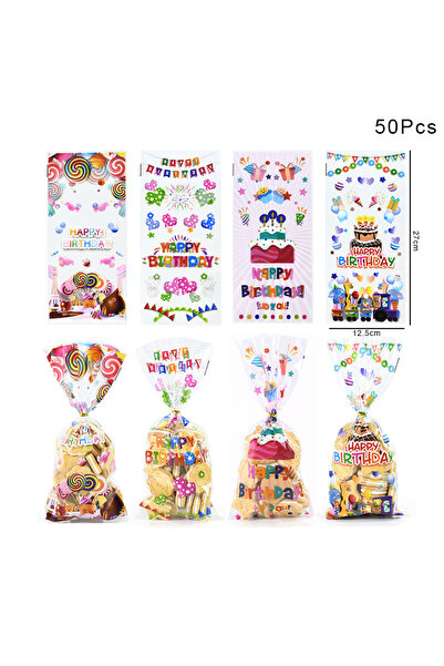 Choice 50 قطعة B01 50 قطعة أكياس هدايا حلوى شفافة لعيد ميلاد سعيد، بتصميم حور...