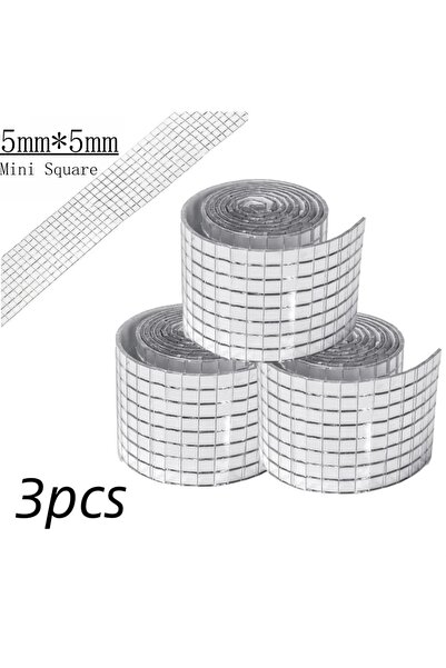 Choice3 4x100 سم فضي، 3 قطع، 1/5 قطع، ملصق مرآة كرة ديسكو، ذاتي اللصق، مجموعة...