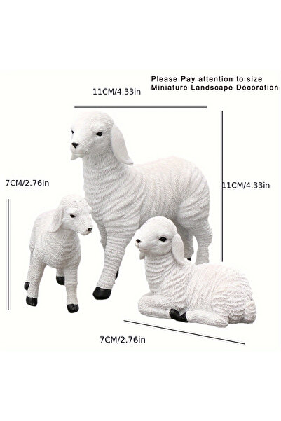 choice2 مجموعة من 3 تماثيل خراف من الراتنج لتزيين أصيص الزهور، زينة على شكل خ...