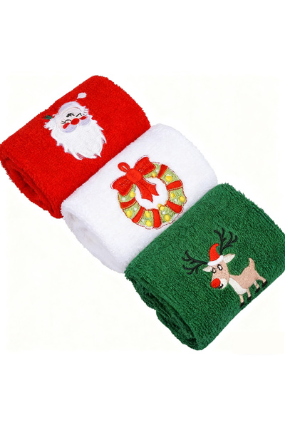 Choice 3pc 3pcs set of Christmas themed embroidered soft and skin friendly pu...