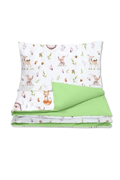 Kidizi Set huse lenjerie pat bebelusi din bumbac Forest Joy, contine husa pla...