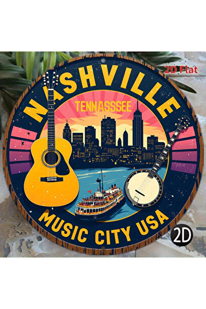 Choice لوحة جدارية معدنية دائرية مقاس 20x20 بوصة، تحمل شعار مدينة ناشفيل بولا...