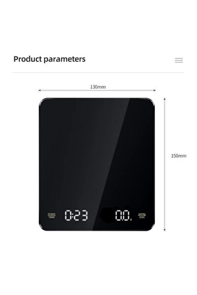 Choice ميزان قهوة رقمي أسود اللون سعة 3 كجم مزود بمؤقت، دقة قياس 3 كجم/0.1 جم...