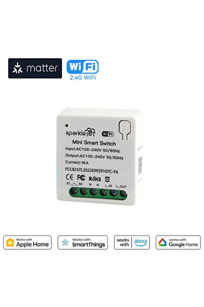 Choice 1pc Matter 16A WiFi mini Smart Switch Pass-through Disconnect Dual Con...