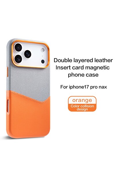 Choice5 iPhone17 Pro Orange Fabric Cloth Pu Leather Phone Case for iPhone 17 ...