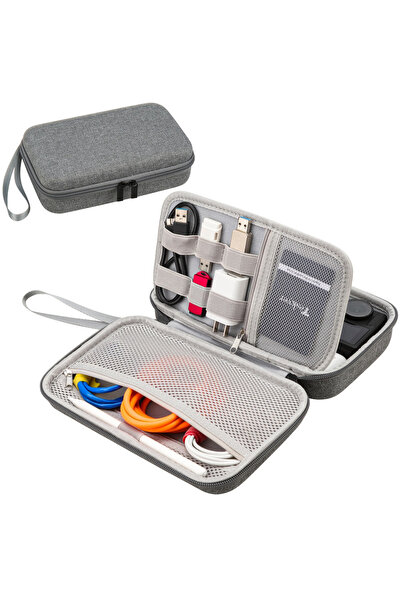 Choice Grey Hard Travel Electronic Organizer Case for Power Bank Chargers Cab...