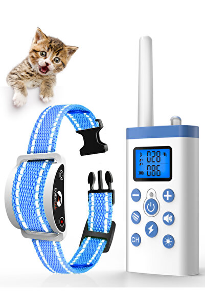 choice2 طوق تدريب القطط من بلو كولار كات المضاد للمواء مع جهاز تحكم عن بعد بث...