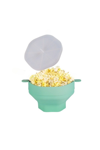 Choice وعاء لصنع الفشار في الميكروويف، مصنوع من السيليكون، قابل للطي مع غطاء،...