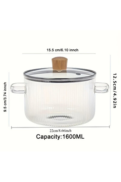 Choice WHITE Glass Soup Pot With Double Insulated Handles And Lid 54oz Large ...