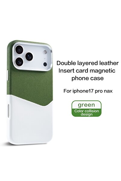 Choice18 iPhone Air Green Fabric Cloth Pu Leather Phone Case for iPhone 17 Pr...