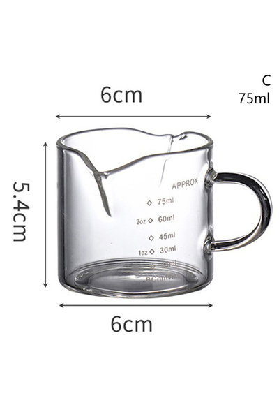 Choice1 كوب قياس زجاجي مزدوج الفوهة لتحضير جرعة الإسبريسو، سعة 70/75 مل، بمقب...