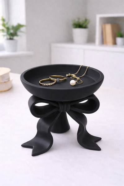Vescarri Bowknot Detailed Jewelry Bowl – Coquette Aesthetic Ring & Earring Tray