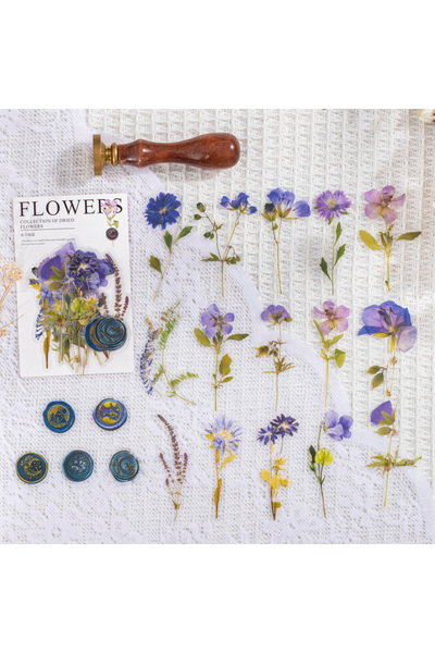 Choice1 7 40 قطعة/عبوة ملصقات عتيقة من أوراق الزهور المجففة، ديكور جمالي وإبد...