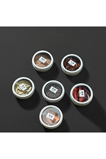Choice 6pcs 6Pcs Tinplate Magnetic Seasoning Containers Silver Wall-mounted S...