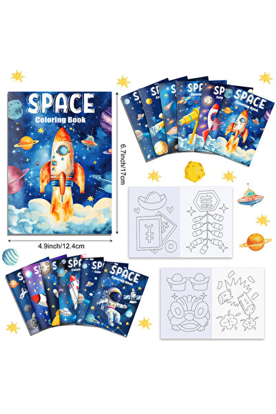 Choice 12pcs-TY082 12pcs Outer Space Themed Mini Coloring Books Graffiti Astr...