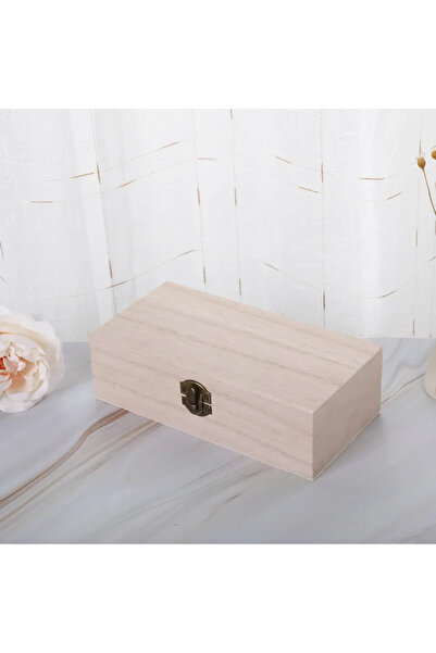 Choice صندوق هدايا وتخزين مستطيل الشكل مصنوع من الخشب الصلب، مزين بنقوش محفور...