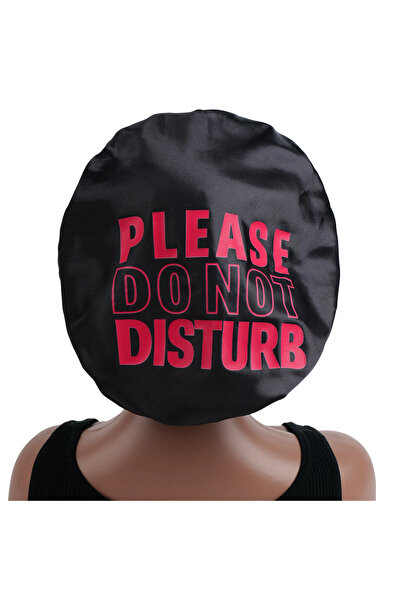 Choice1 black 1pc Women's Satin Sleep Cap with Funny Words Print, Elastic Wid...