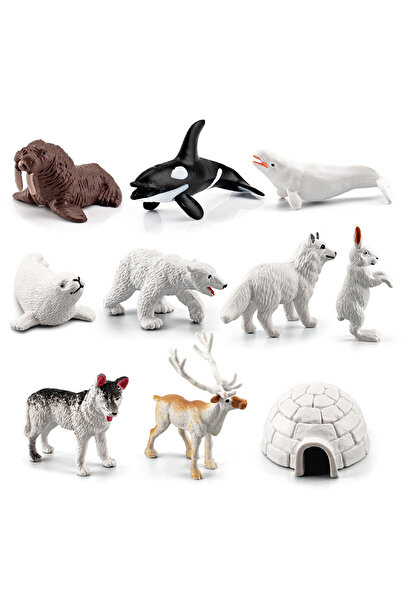 Choice 1 set 10Pcs Realistic Polar Animal Models Polar Bear Seal Rabbit Whale...