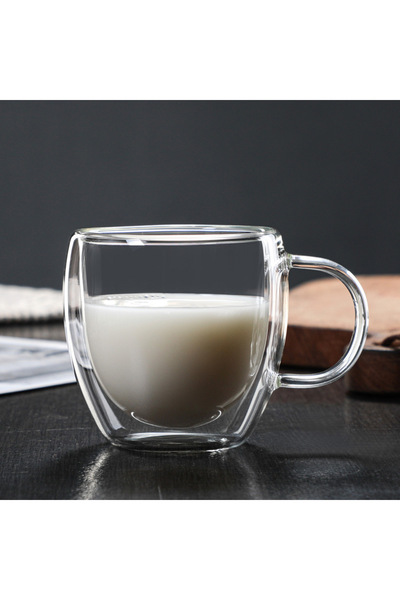 Choice 150ml Double Wall High Borosilicate Glass Mug Heat Resistant Tea Milk ...