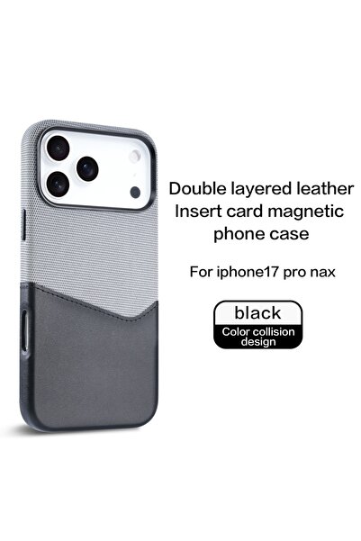 Choice1 iPhone17 Pro Black Fabric Cloth Pu Leather Phone Case for iPhone 17 P...