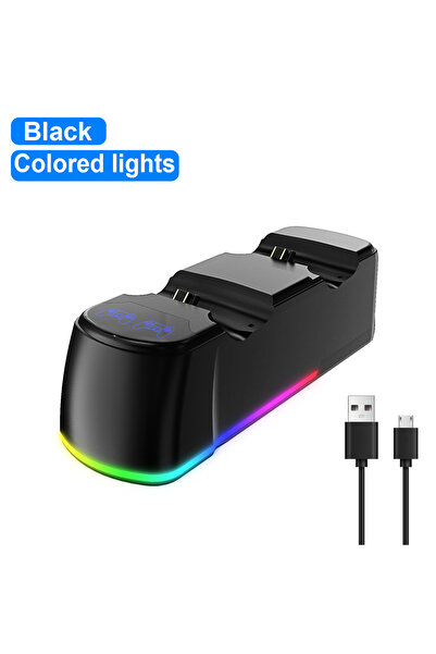 Choice1 شاحن وحدة تحكم PS4 أسود اللون مزود بغطاء لشحن وحدتي تحكم PS4، مع إمكا...