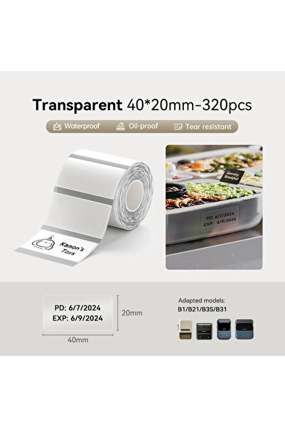 Choice طابعة ملصقات شفافة صغيرة محمولة Niimbot B1 B21S B21PRO، مقاس 40-20 مم،...