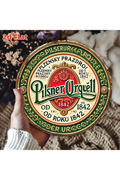 Choice 7.87x7.87in(20x20cm) Red 2D Flat Pilsner Urquell Beer Logo Metal Wall ...