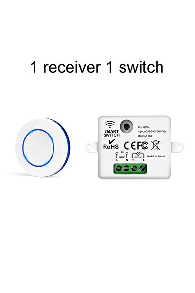 Choice GGBEE 1 Receiver 1 Remote RF 433MHz Wireless Light Switch 10A Relay Co...