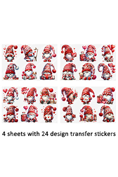 Choice Red 4pcs Valentines Day Red Gnomes Love DIY UV DTF Rub On Glass Cup Wr...