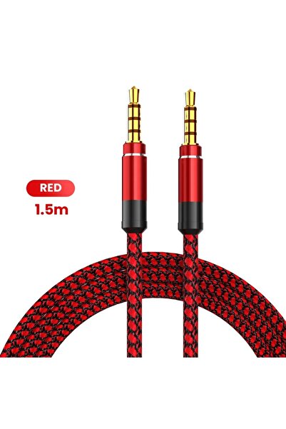 Choice 1.5m Red 3.5mm Jack Audio Cable 1.5M Nylon Braid Audio Cable Hifi Soun...