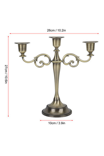 Choice Bronze 3 Arms Metal Candle Holder High Gloss European Retro Exquisite ...