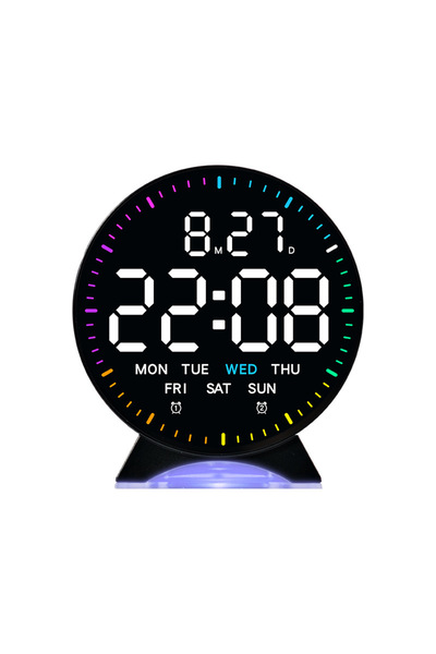 Choice5 منبه رقمي أبيض وأسود، ساعة، عرض الأسبوع والتاريخ، عقرب ثوانٍ، إضاءة م...