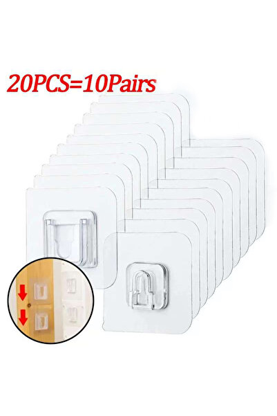 Choice 10 Pair Double-Sided Adhesive Wall Hooks & Transparent Suction Cup Hoo...