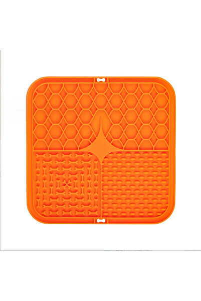 Choice 1pcs orange Pet Lick Silicone Mat Slow Feeder Dog Food Plate Bathing D...
