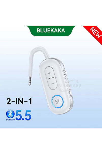 Choice محول بلوتوث 5.5 أبيض ثنائي الوظائف للطائرات، مزود بمنفذ AUX 3.5 ملم وج...