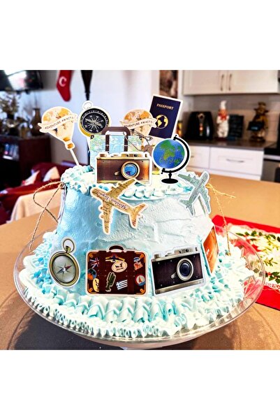 Choice Blue LaVenty Travel Cake Topper Decorati Let The Adventure Begin Trave...