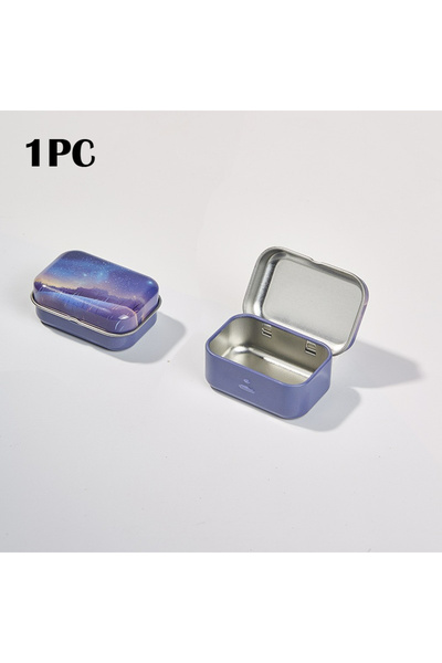 Choice صندوق تخزين معدني صغير بنقشة سماء مرصعة بالنجوم، حاوية صغيرة مزينة بال...