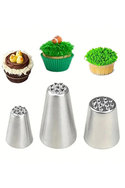 Choice 3pcs 3pcs Stainless Steel Cake Decorating Set Seamless Icing Tips&Gras...