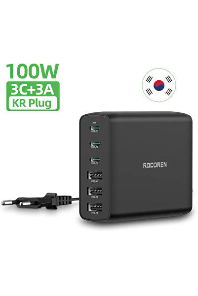 Choice شاحن GaN من KR Rocoren بقوة 100 واط، شاحن USB من النوع C بتقنية PD للش...