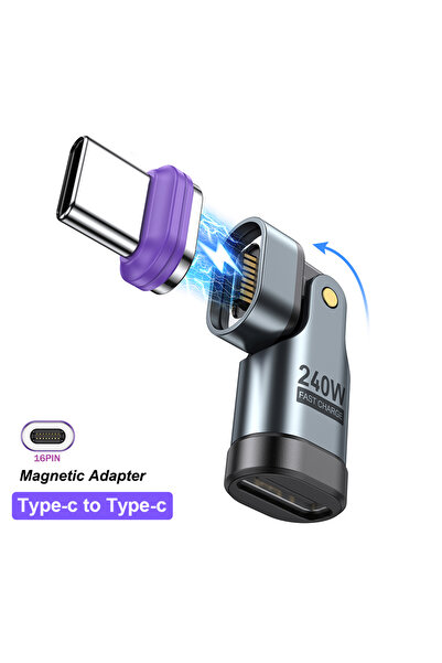 Choice4 محول USB-C مغناطيسي أسود اللون من النوع C، ذو 16 سنًا، بقدرة 240 واط،...