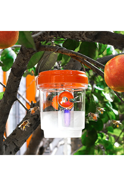 Choice Orange Clear Plastic Outdoor Insect Trap with Lid - Effective for Catc...